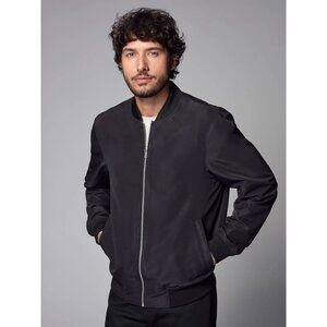 Infinity Men's S LinearFlex Faux Suede Bomber Jacket Black Fully Lined i1749
